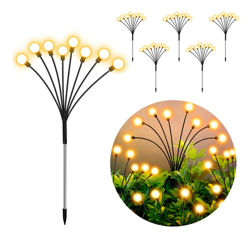 Luces Led Ramo X5 Bolitas 24v + Trafo Jardin Exterior Estaca Luces Blanco Cálido