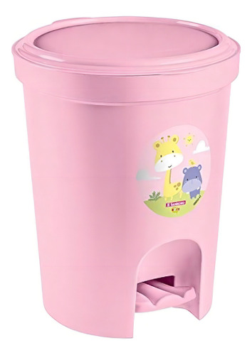 Lixeira Infantil Sanremo Com Pedal Plástico 6,6l - Rosa