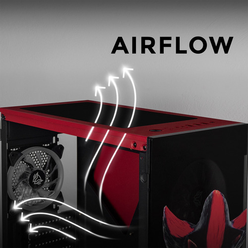 Gabinete Gamer Xtreme Pc Gaming Ring Shadow Edition Torre Completa E-atx 4 Fan Cristal Templado Argb Rojo