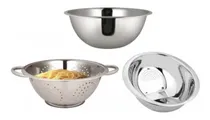 Comprar Kit Bowl Inox + Escorredor De Macarrão + Escorredor De Arroz