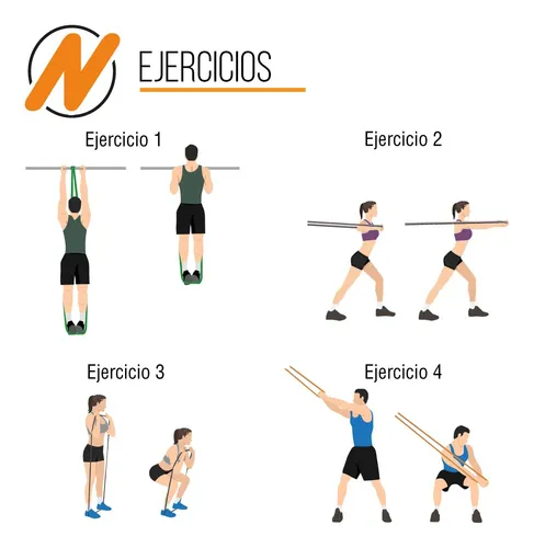 Kit Set Gym Barra Extensible Dominadas Super Banda 21mm