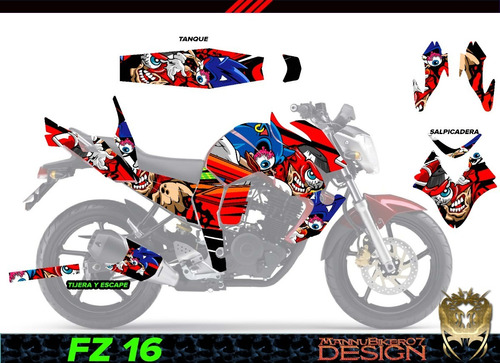 Fz 16 Yamaha Calcas Wrap Stickers Vinil Laminado Antirayones