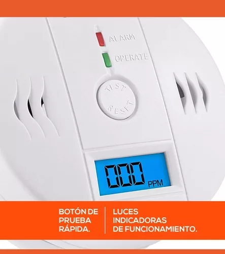 Detector de monóxido de carbono, detectores de alarma de monóxido de  carbono reemplazables con pantalla digital y luces LED, dispositivo de  alarma de