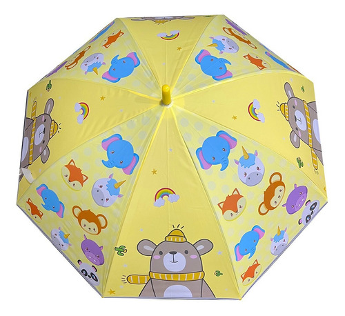 Paraguas Infantil Con Silbato, Goma Eva Estampados Color Amarillo
