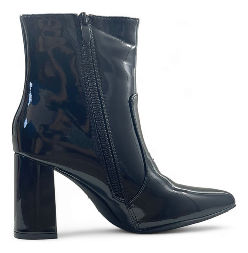 Botines Charol Con Taco De 7cms Punta Fina
