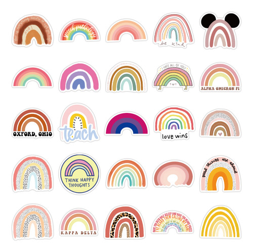 50 Pegatinas De Puente De Arco Iris, Cuaderno, Taza De Agua