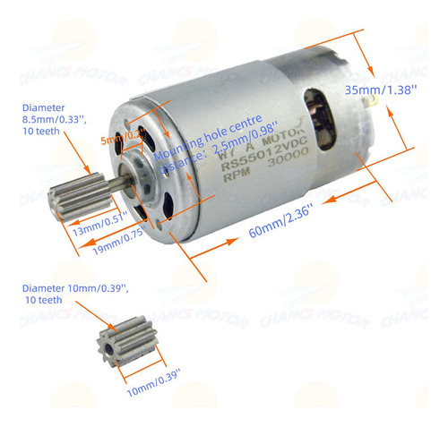 Motor Eléctrico De 550 Dc 12 V 35000 Rpm For Coche De Contr