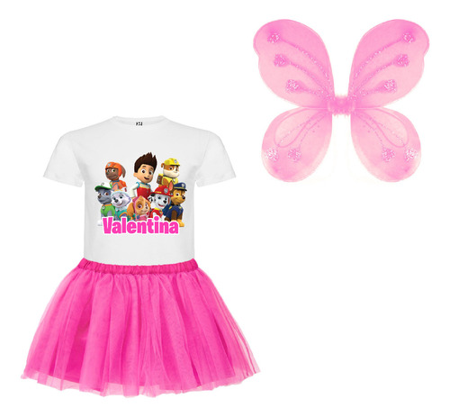 Disfraz Paw Patrol Niñas Tutu + Alas + Polera Personalizada Cumpleaños