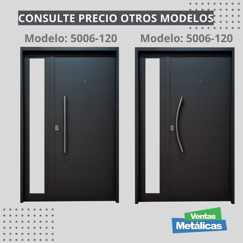 Puerta De Hoja Y Media Con Postigo Fijo Chapa Decorada Gris Oscuro