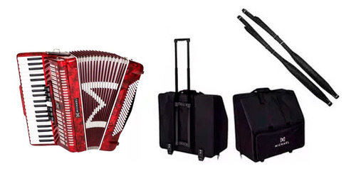 Acordeon Sanfona 120 Baixos Vermelho Michael + Bag