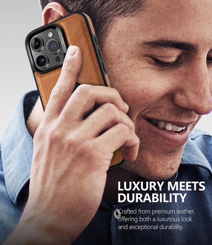 Capa De Couro Magnética Resistente Wtcase Para iPhone 16 Pro