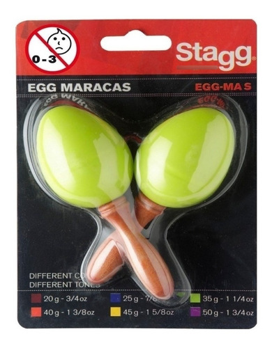 Huevos Maracas Mango Corto (par) Verde 35 Gr Blister Stagg