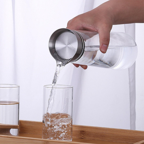 . Jarra De Agua Fría, Botella De Agua De Vidrio Con Tapa