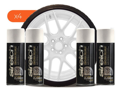 Kit Stretch X 4 Pintura Para Llantas 18 O Mas Blanco