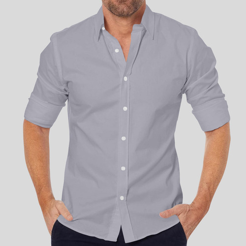 Camisa De Manga Larga Holgada A Rayas Con Botones De Solapa