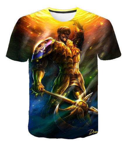 Playera De Manga Corta Casual Estampada En 3d Escanor Fashi