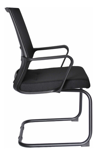 Silla Semi-ejecutiva Base De Trineo Respaldo Malla Mesh Color Negro