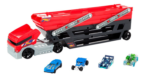 Hot Wheels Mega Transportador Y 4 Autos Set, Mega Transporta