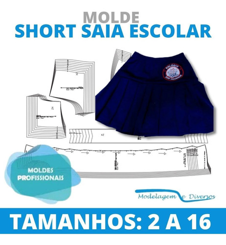 Molde Short Saia Escolar, Modelagem&diversos, Correios