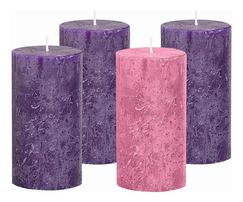 Juego De 4 Velas De Adviento  Estilo Rstico  Velas De Advien