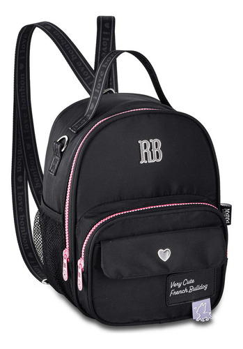 Mochila Rb Rebecca Bonbon Escolar Lancheira E Estojo Cor Preto Desenho Do Tecido Liso