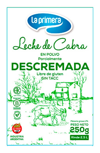 Leche De Cabra Descremada En Polvo La Primera X 250 Grs 5u