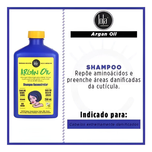 Oil Argan 50ml E Shampoo Oil Argan Reconstrutor 250ml