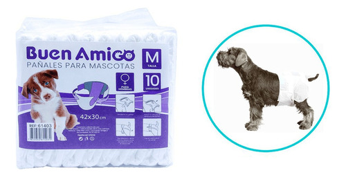 10 Pañales Desechables Para Perro Hembra Talla M Buen Amigo 