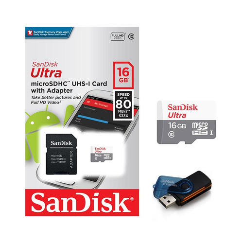 Cartão De Memória Micro Sd Sandisk Ultra 16gb 80mb/s
