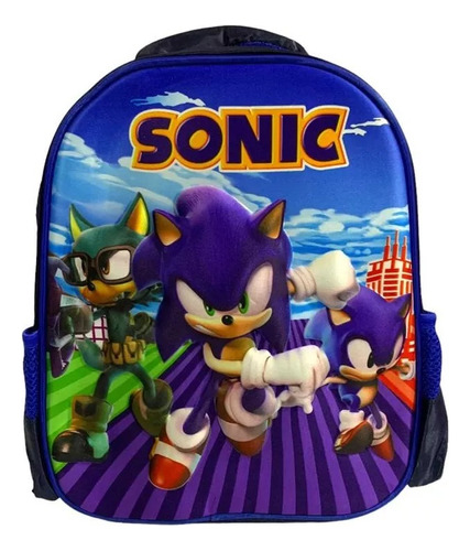 Mochila Sonic Boom El Erizo 3d Escolar Jardin Con Relieve 