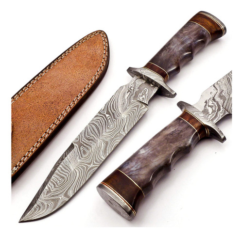 Bk-3017 Cuchillo De Caza Hecho A Mano De Acero De Damasco De