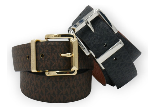 Cinturon Michael Kors Mujer Reversible Hebilla Dorada