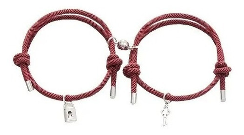 Pulsera Brazalete Bordo Novios Candado Llave Imán 2 En 1