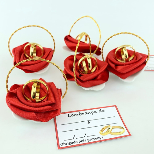 Lembrancinha Casamento Cestinha Com Aliancinhas - Com 50 Pçs
