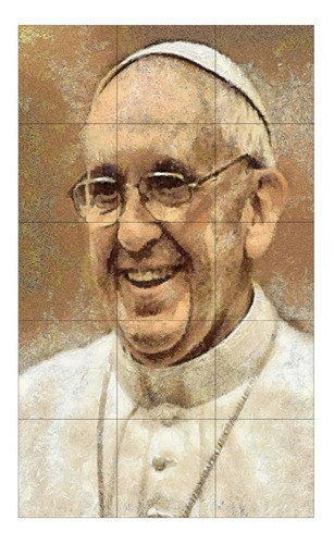Quadros Decorativos Católico Mosaico Em Azulejo Ultra Brilho Cor Papa Francisco