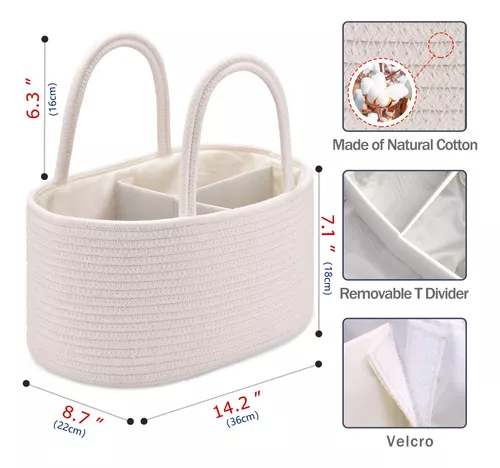 DECOMOMO Cesta para pañales de bebé, organizador de pañales para cambiador,  regalo para niñas y niños (espiral beige y blanco, extragrande)