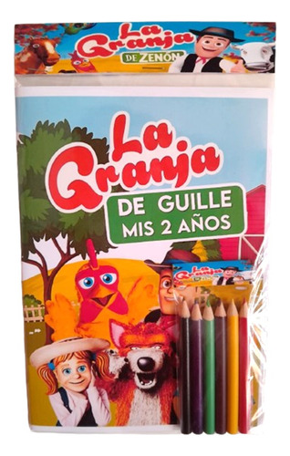 Libro Para Colorear Personalizado  6 Lapices Granja De Zenon