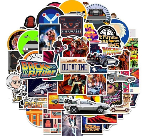 50 Stickers Volver Al Futuro Marty Mcfly Doc Browm Pegatinas