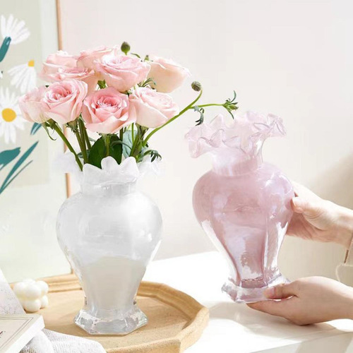 Florero De Vidrio, Florero Hidropónico Para , Rosa