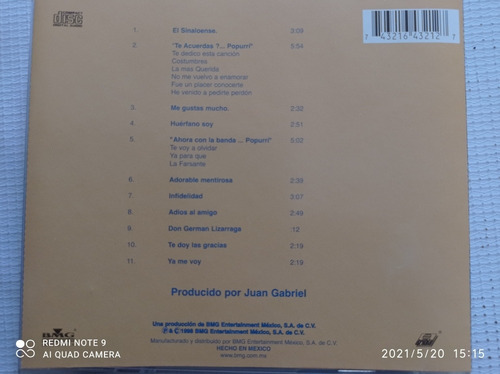 Juan Gabriel Cd Con Banda El Recodo (Usado)