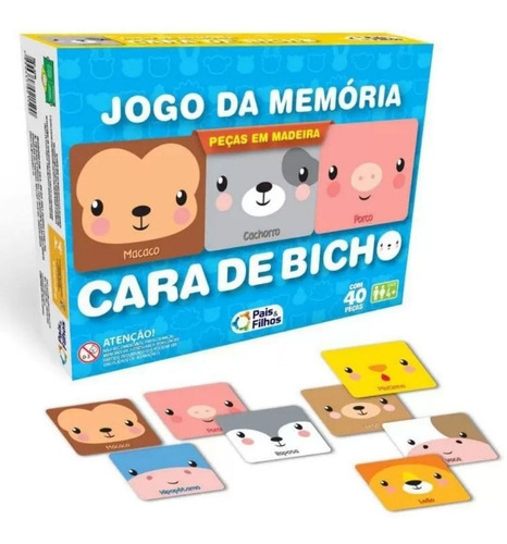 Jogo Da Memoria Educativo Divertidos 40 Peças Em Madeira