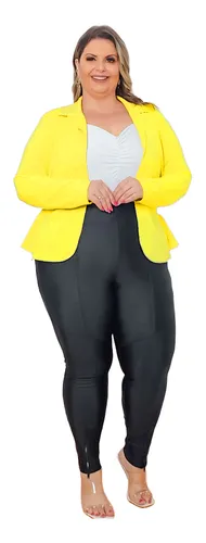 Blazer Feminino Acinturado Plus Size Neoprene Terninho Moda