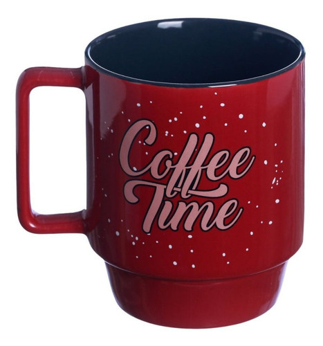 Caneca Hora Do Café Coffee Time Empilhável Porcelana 400ml