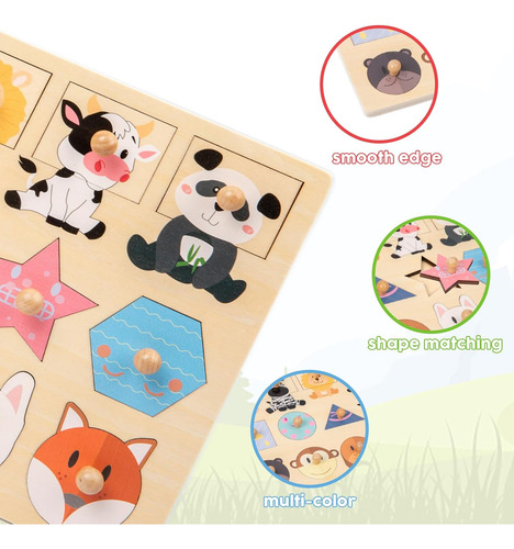 Adena Montessori Rompecabezas De Animales Y Formas A Juego P