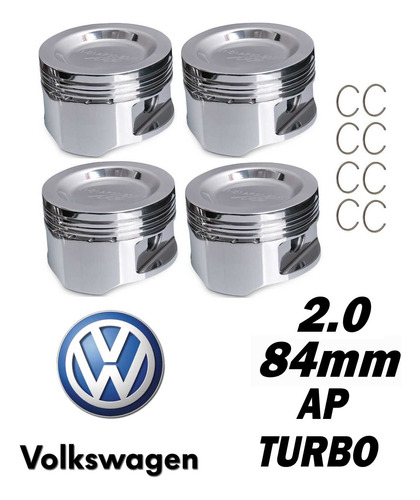 Jogo De Pistões Turbo Vw Ap  2.0 84mm Côncavo Afp