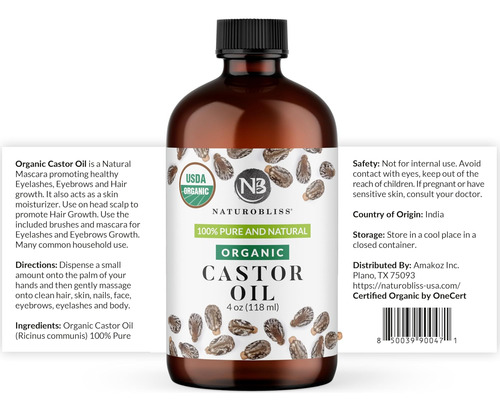 Aceite De Ricino Orgánico Natural 100% Puro Y Natural Grado