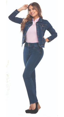 Imagen 1 de 2 de Jean Plus Size Gran Jeans Tiro Alto Bota Recta