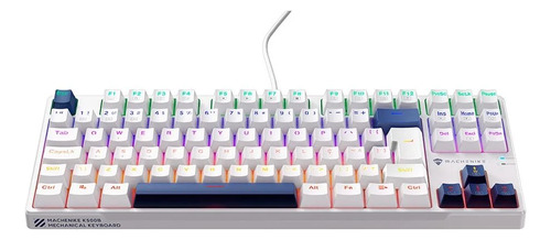 Teclado Gamer Mecanico Branco Abnt Led Rainbow Switch Brown