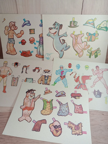 Muñecos De Papel Personajes De Caricatura Colección Vintage