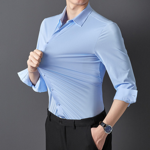 Camisa Elástica Antiarrugas Para Hombre, Camisas Camisas De